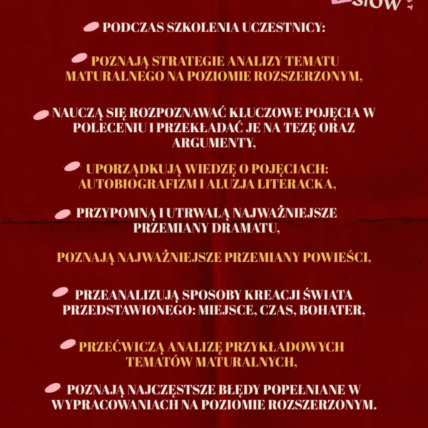 Od autobiografizmu do zamysłu pracy - analiza tematu na poziomie rozszerzonym z polskiego - GOTOWY NAGRANY WEBINAR